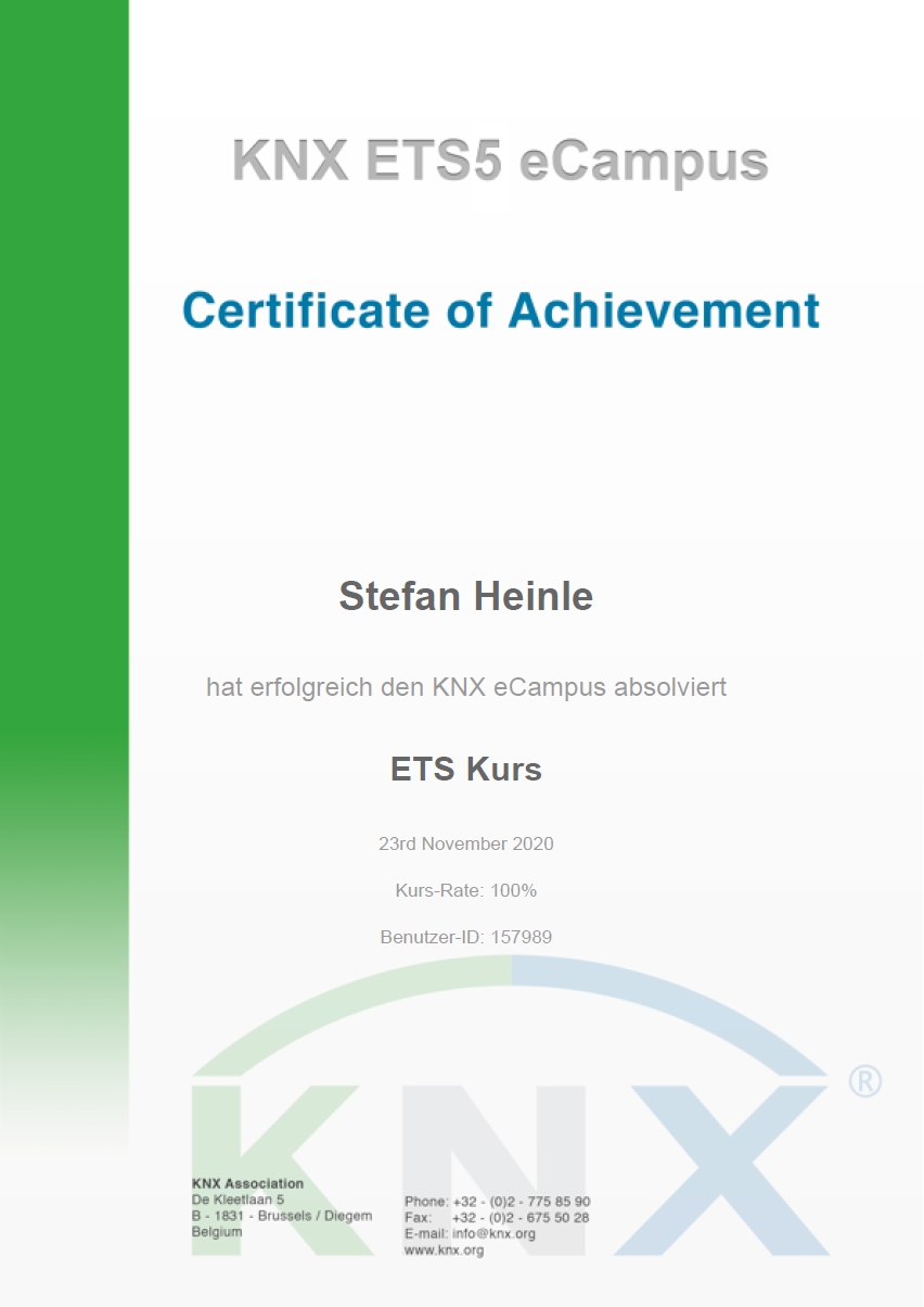 Certificate ETS5 eCampus