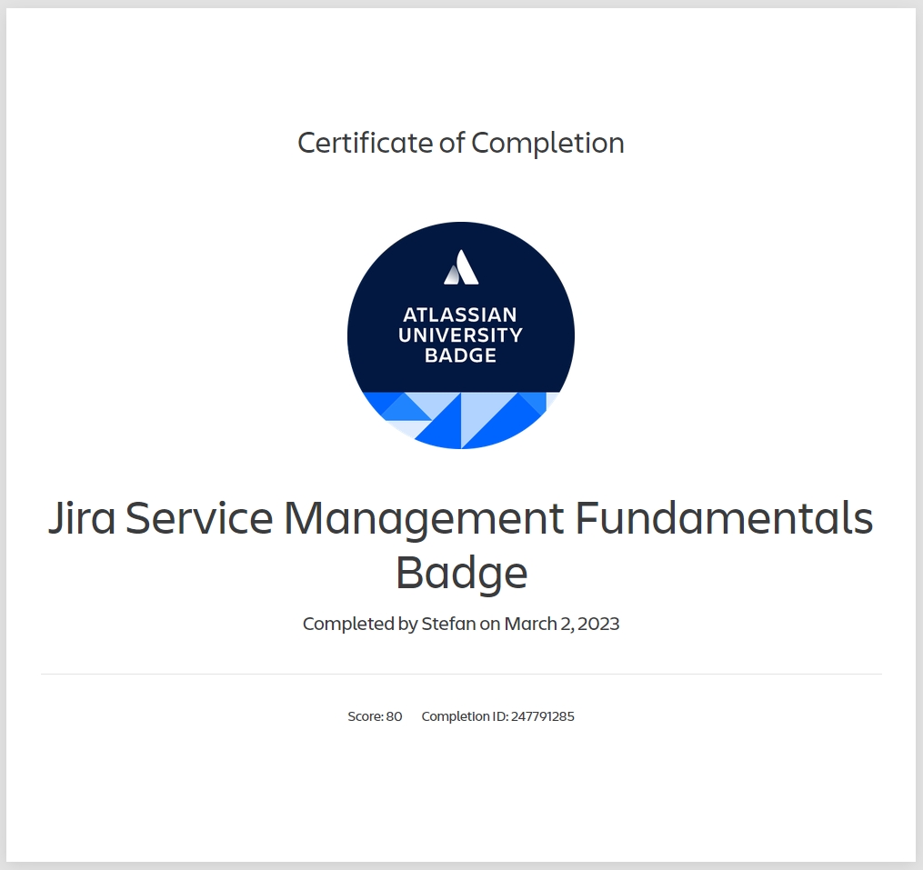 Jira Service Management Badge